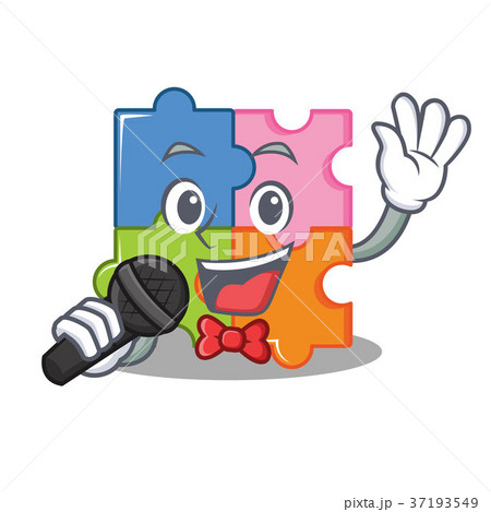 Singing puzzle mascot cartoon style Singing puzzle mascot cartoon style 37193549