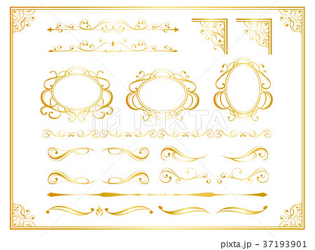 金のアンティーク飾り罫セットのイラスト素材