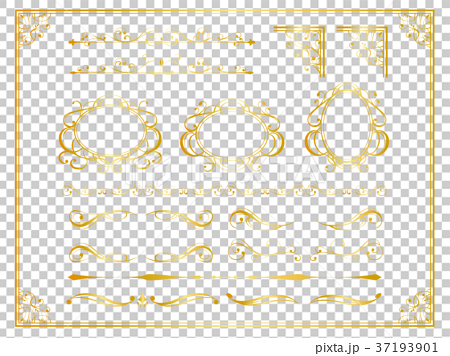金のアンティーク飾り罫セットのイラスト素材 [37193901] - PIXTA