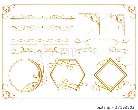 金のアンティーク飾り罫セットのイラスト素材