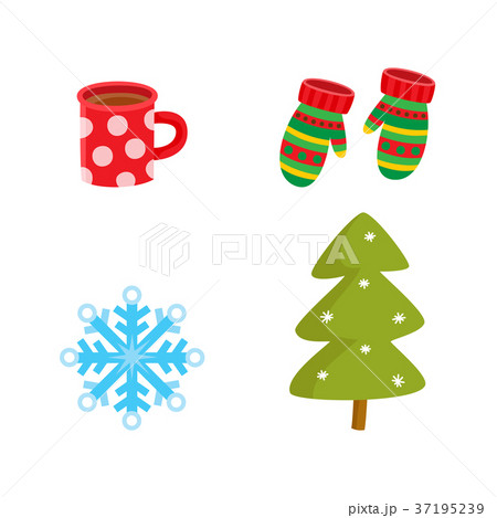 Vector flat winter symbols icon set Vector flat winter symbols icon set 37195239