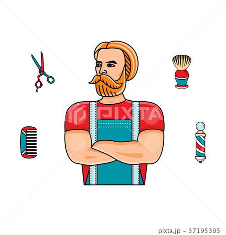 vector hipster man barber shop symbols set vector hipster man barber shop symbols set 37195305