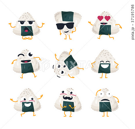 Funny roll with nori - vector isolated cartoon 37195786