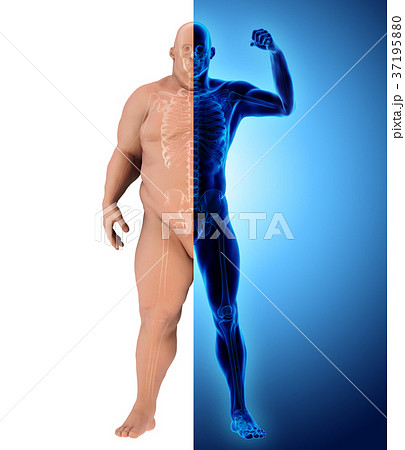 3d illustration before and after transform body. 37195880