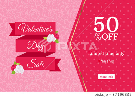 Valentines day sale banner template. Pink ribbon 37196835