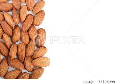 almonds isolated on white background with copy 37196999