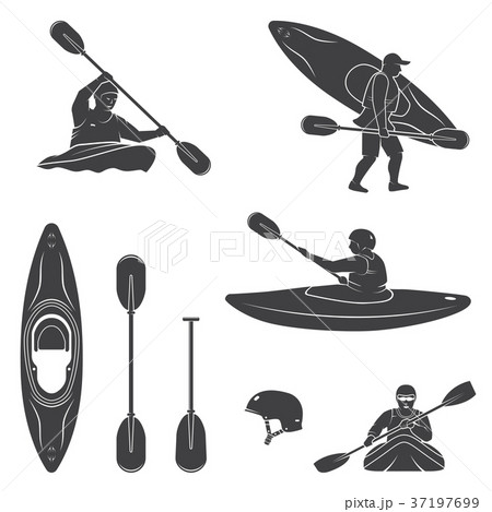Set of extrema water sports equipment, kayaker and 37197699