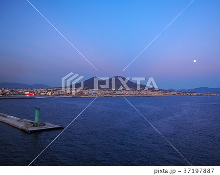 Evening view of Mount Vesuvis from Bay of Naples 37197887