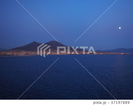 Evening view of Mount Vesuvis from Bay of Naples 37197889