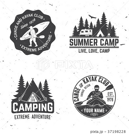 Set of kayak, camping and caravanning club badge. 37198228