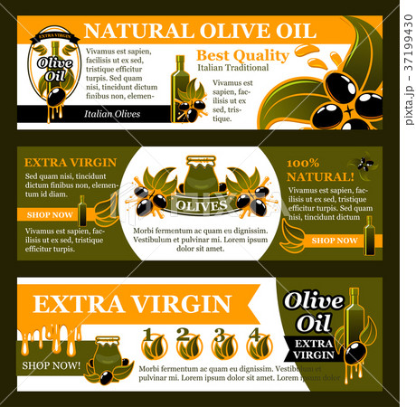 Natural olive oil product banner set, food design Natural olive oil product banner set, food design 37199430