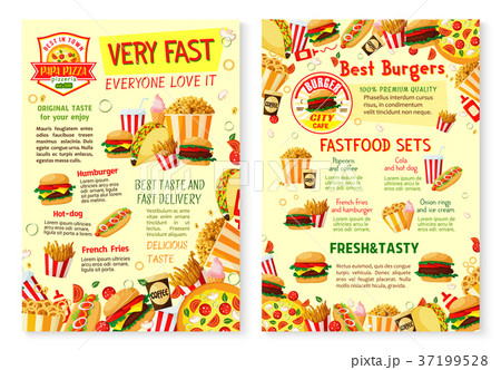 Fast food restaurant poster with menu template 37199528