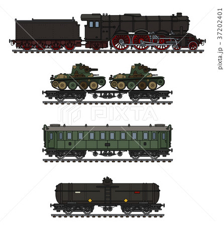 The vintage military steam train The vintage military steam train 37202401