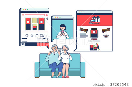 Mobile Shopping, online business conceptual flat style illustration 010 37203548