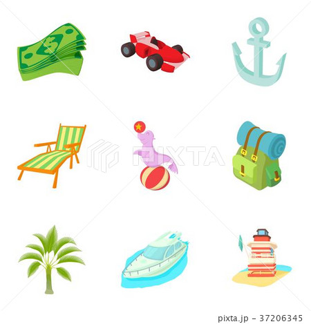 Travel money icons set, cartoon style Travel money icons set, cartoon style 37206345