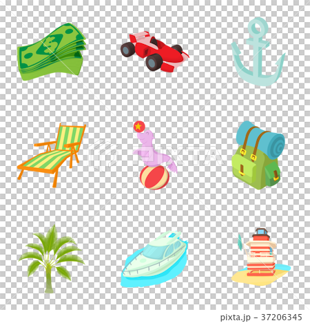 Travel money icons set, cartoon style Travel money icons set, cartoon style 37206345