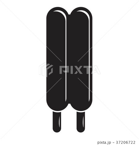 Two sticks ice cream icon, simple black style Two sticks ice cream icon, simple black style 37206722
