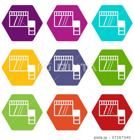 Memory card icon set color hexahedron 37207340