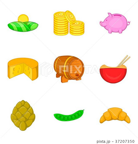 Brewfest drink icons set, cartoon style 37207350