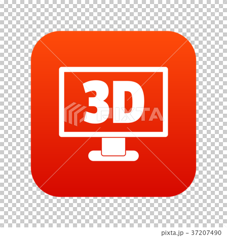Computer monitor with 3d inscription icon digital red Computer monitor with 3d inscription icon digital red 37207490