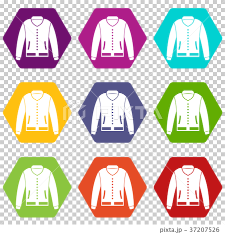 Jacket icon set color hexahedron - Stock Illustration [37207526] - PIXTA