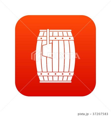 Wooden barrel with ladle icon digital red Wooden barrel with ladle icon digital red 37207583