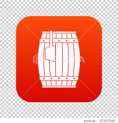 Wooden barrel with ladle icon digital red Wooden barrel with ladle icon digital red 37207583