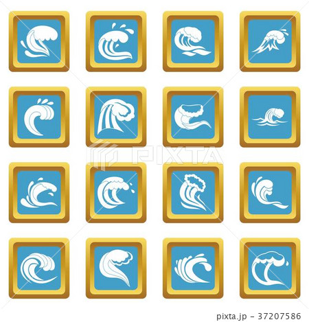 Sea waves icons azure 37207586