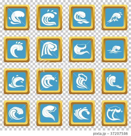 Sea waves icons azure 37207586