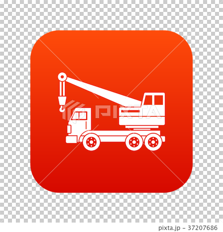Truck crane icon digital red Truck crane icon digital red 37207686