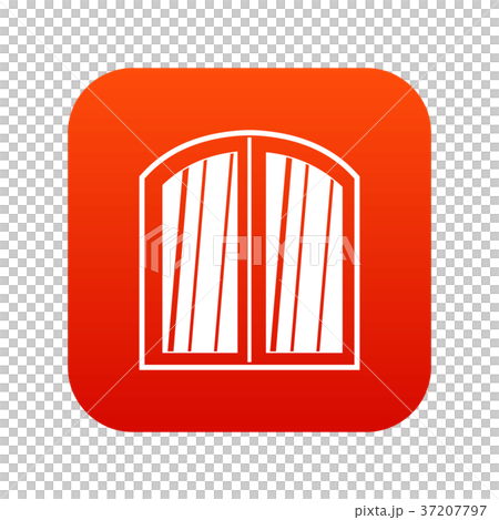 White window arched frame icon digital red - Stock Illustration ...