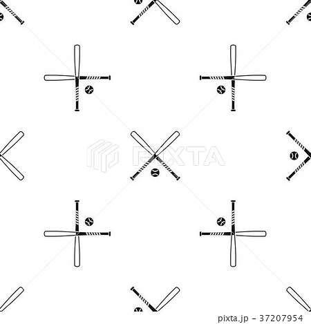 Crossed baseball bats and ball pattern seamless black 37207954