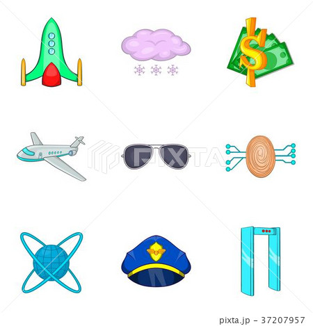 Buy a ticket icons set, cartoon style 37207957