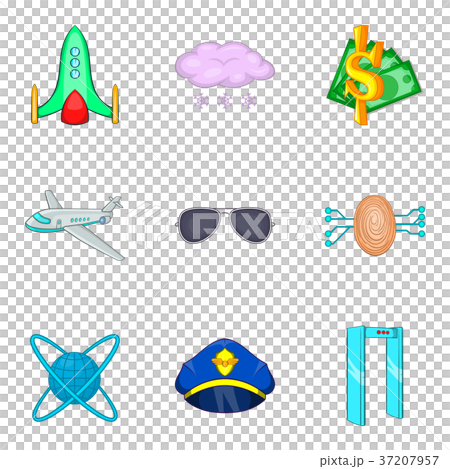 Buy a ticket icons set, cartoon style 37207957