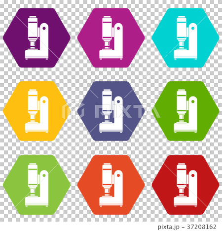 Blacksmith automatic hammer icon set color hexahedron Blacksmith automatic hammer icon set color hexahedron 37208162