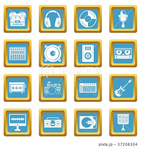 Recording studio items icons azure Recording studio items icons azure 37208304
