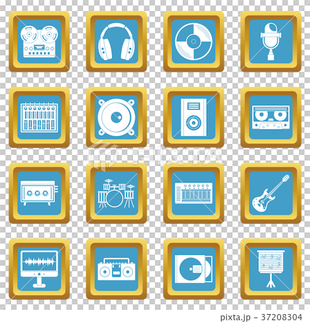 Recording studio items icons azure Recording studio items icons azure 37208304