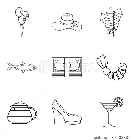 Spirit icons set, outline style Spirit icons set, outline style 37208380