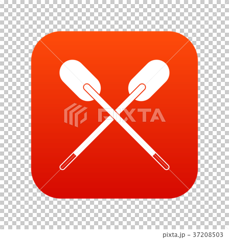 Two wooden crossed oars icon digital red 37208503