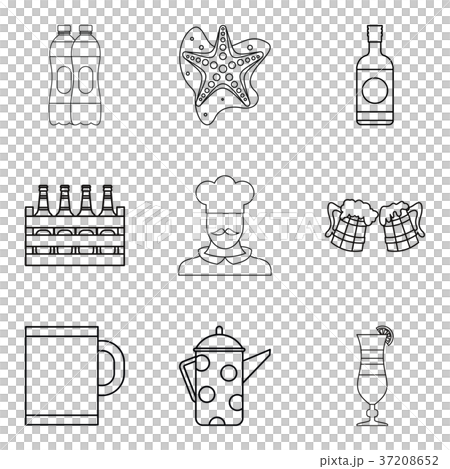 Ale icons set, outline style-插圖素材 [37208652] - PIXTA圖庫