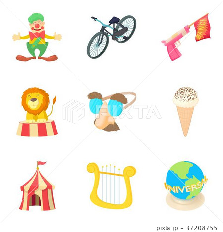 Performance of the song icons set, cartoon style 37208755