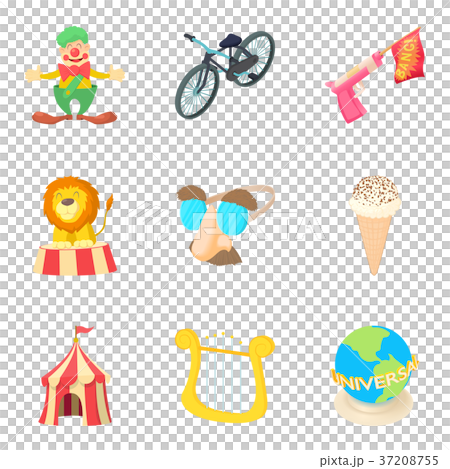 Performance of the song icons set, cartoon style 37208755