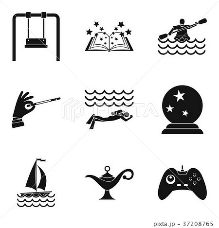 Swimming pool icons set, simple style 37208765