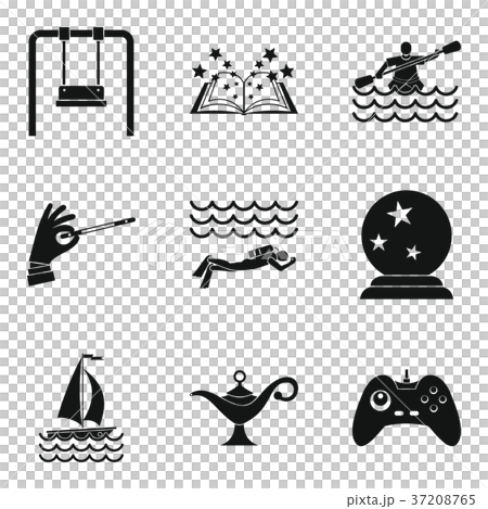 Swimming pool icons set, simple style 37208765