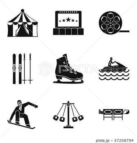Active life icons set, simple style 37208794