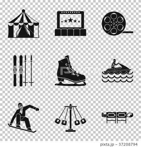 Active life icons set, simple style 37208794