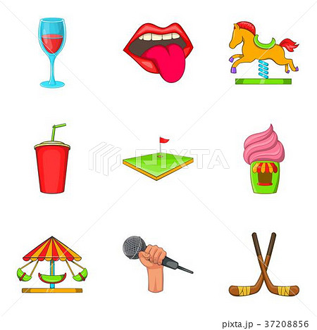 Singing icons set, cartoon style Singing icons set, cartoon style 37208856