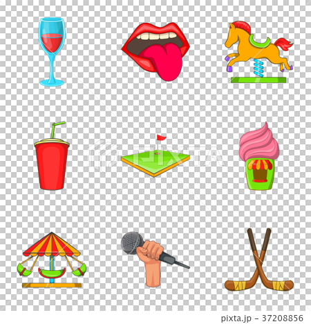 Singing icons set, cartoon style Singing icons set, cartoon style 37208856