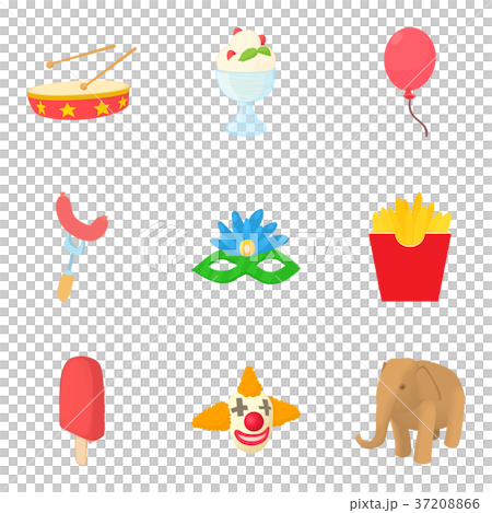Carnival icons set, cartoon style 37208866