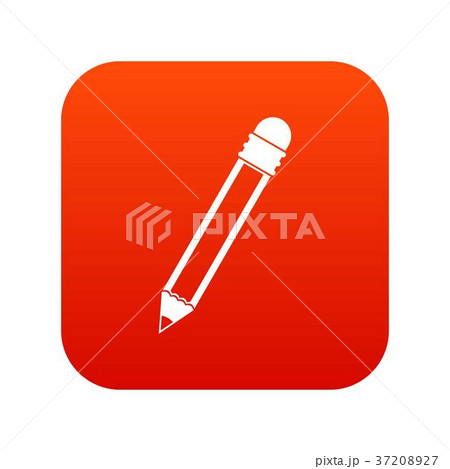 Pencil with eraser icon digital red 37208927